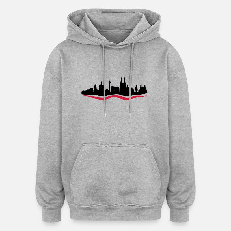 Cologne Skyline - Sweat à capuche oversize unisexe - gris chiné