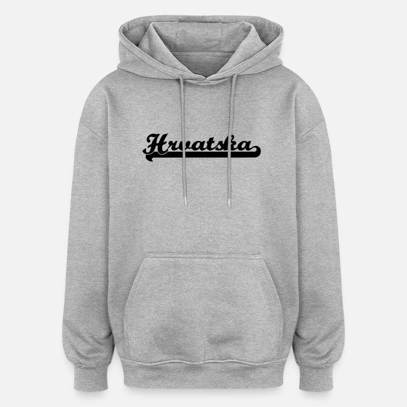 écrit de Hrvatska - Sweat à capuche oversize unisexe - gris chiné
