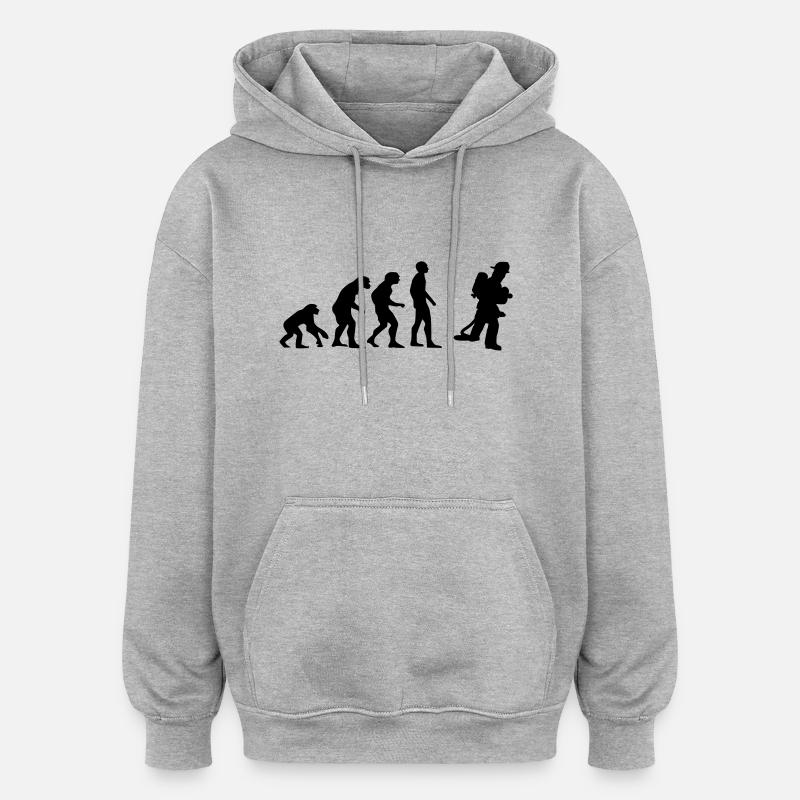 evolution Feuerwehrmann - Oversized Unisex Hoodie - Grau meliert