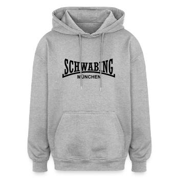 schwabing_muenchen - Sweat à capuche oversize unisexe - gris chiné - Devant - Noah (186cm)