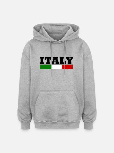 Italie drapeau - Sweat à capuche oversize unisexe - gris chiné