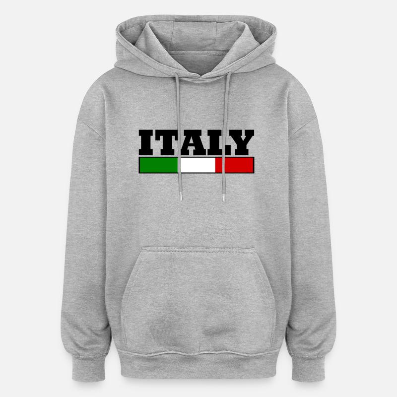 Italie drapeau - Sweat à capuche oversize unisexe - gris chiné