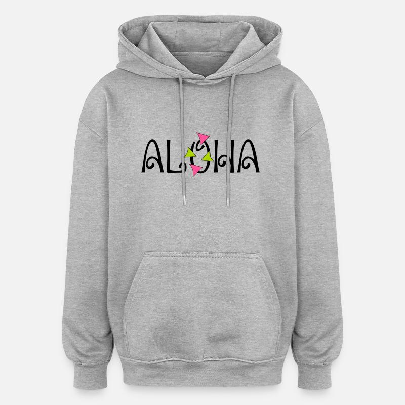 ALOHA - Sweat à capuche oversize unisexe - gris chiné
