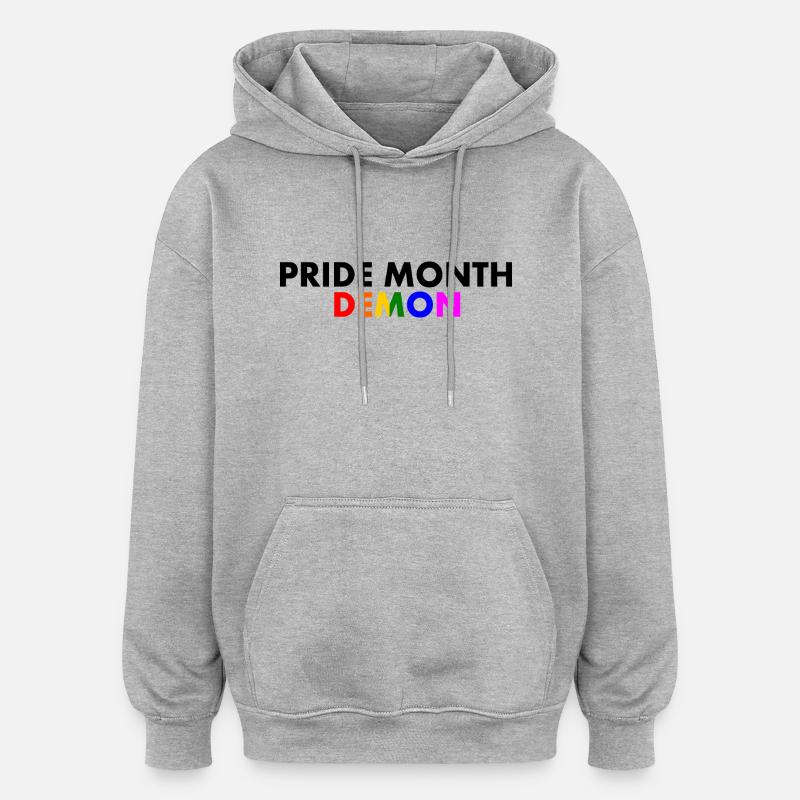 pride month demon - Sweat à capuche oversize unisexe - gris chiné