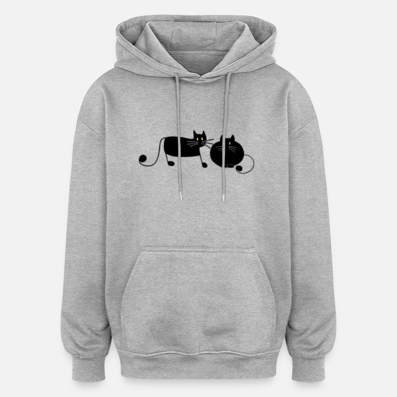 Chats - Sweat à capuche oversize unisexe - gris chiné