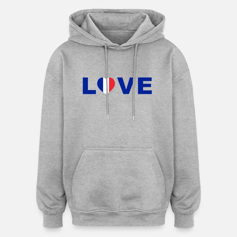 Liebe Frankreich Herz Design - Oversized Unisex Hoodie - Grau meliert