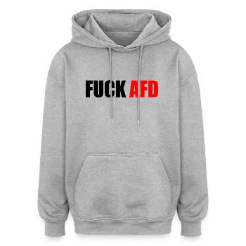 Fuck afd - Oversized Unisex Hoodie - Grau meliert - Vorne - Noah (186cm)