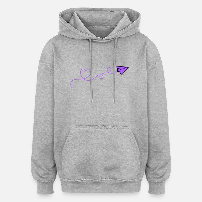 Coeur d’avion en papier - Sweat à capuche oversize unisexe - gris chiné