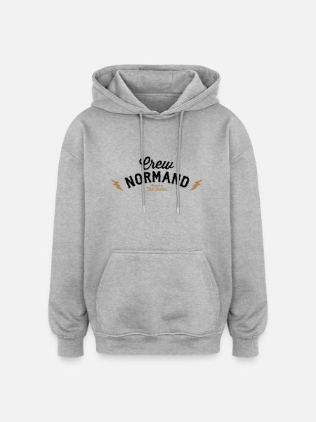 Crew Normand logo - Sweat à capuche oversize unisexe - gris chiné