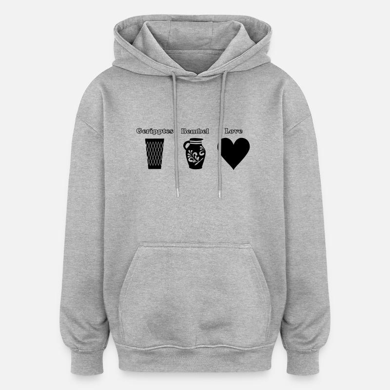 Geripptes Bembel Love - Oversized Unisex Hoodie - Grau meliert