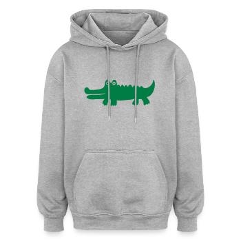 Krokodil - Oversized Unisex Hoodie - Grau meliert - Vorne - Noah (186cm)