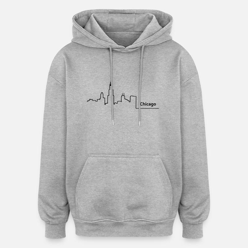 chicago skyline - Sweat à capuche oversize unisexe - gris chiné