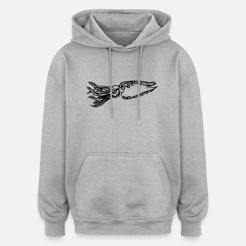 calamar - Sweat à capuche oversize unisexe - gris chiné