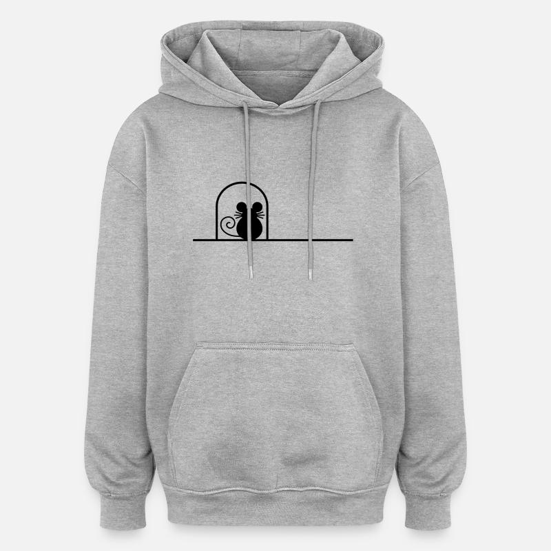 maus_f1 - Sweat à capuche oversize unisexe - gris chiné