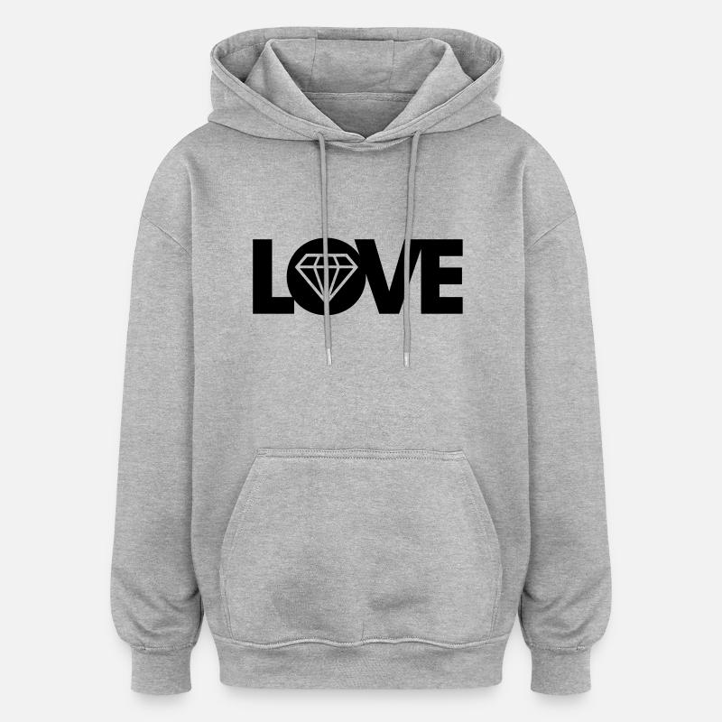 Liebe Diamant - Oversized Unisex Hoodie - Grau meliert