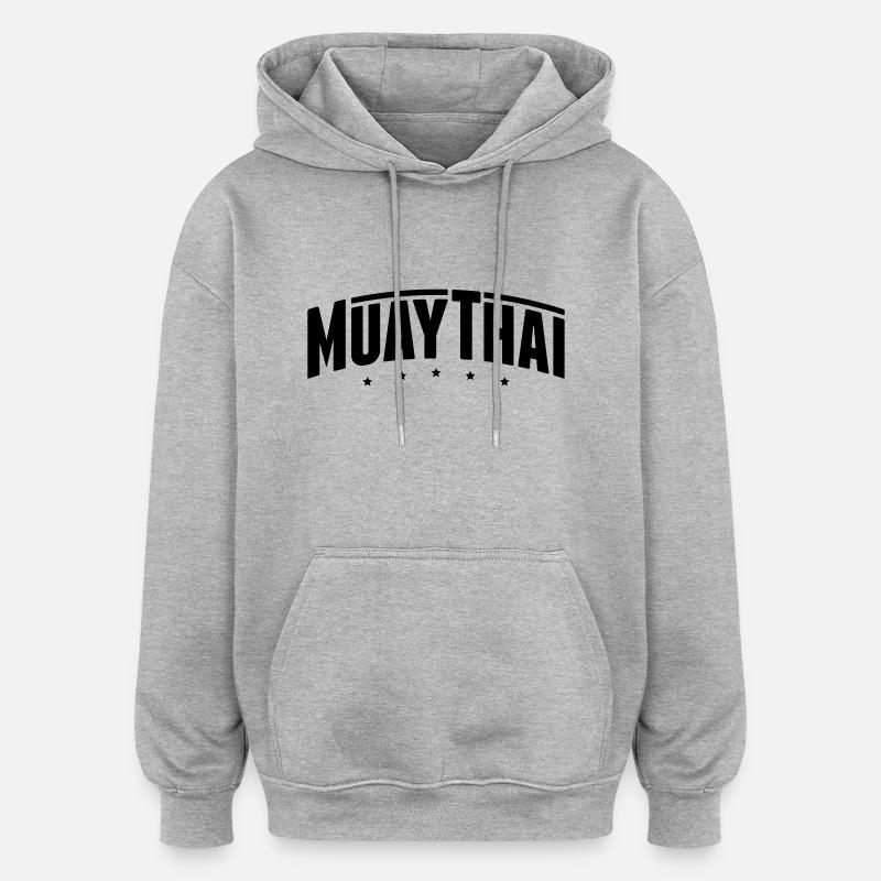 muay_thai_gn1 - Sweat à capuche oversize unisexe - gris chiné