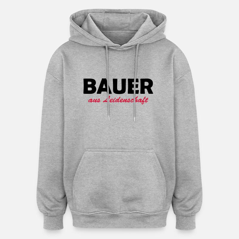bauer aus leidenschaft - Sweat à capuche oversize unisexe - gris chiné