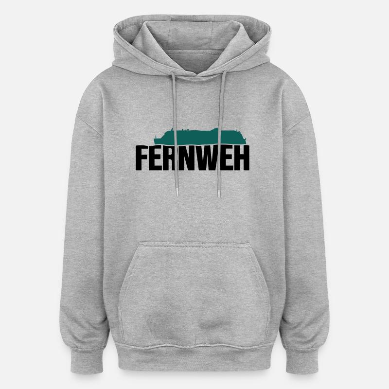 Fernweh - Oversized Unisex Hoodie - Grau meliert