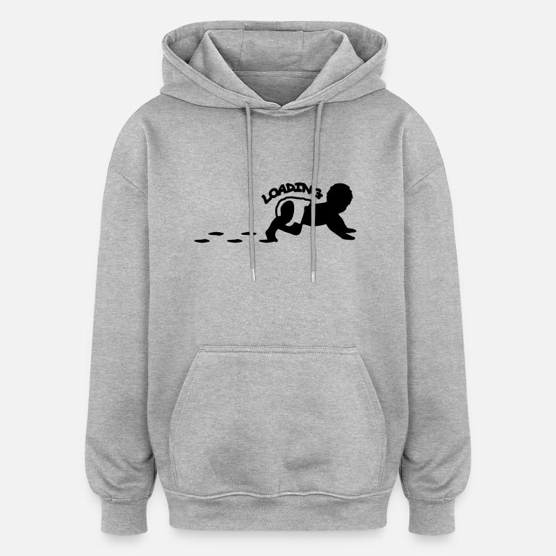 Baby Is Loading Logo Design - Sweat à capuche oversize unisexe - gris chiné