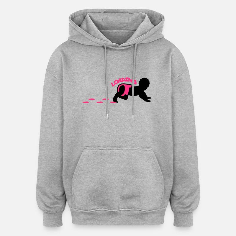 Baby Loading Design - Sweat à capuche oversize unisexe - gris chiné