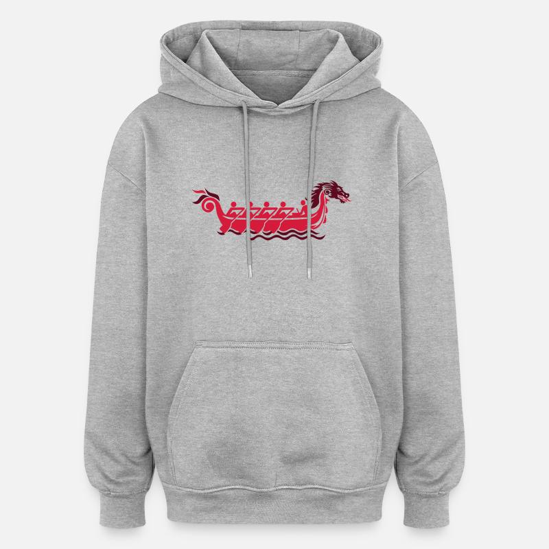 Drachenboot - Oversized Unisex Hoodie - Grau meliert