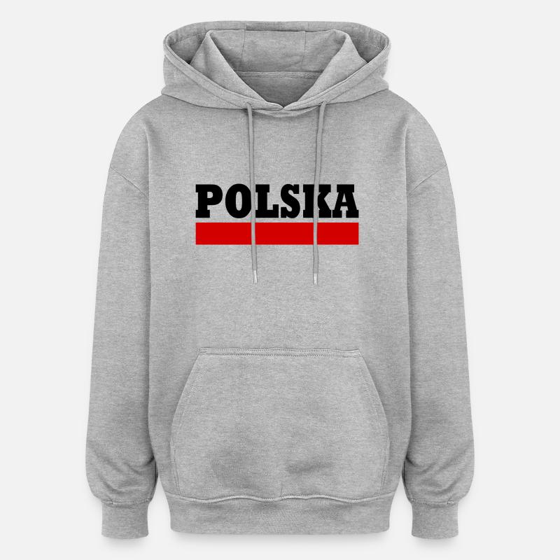 Polska - Sweat à capuche oversize unisexe - gris chiné