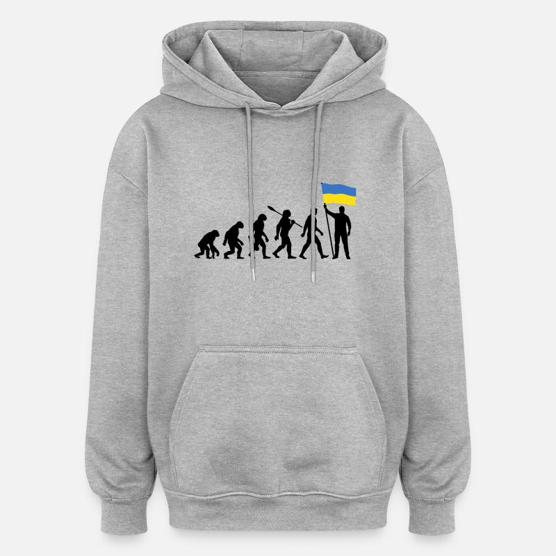 Ukraine - Evolution - Flagge - Nation - Oversized Unisex Hoodie - Grau meliert
