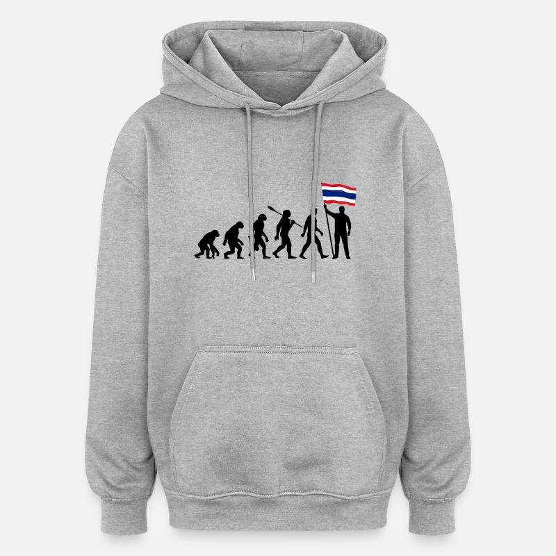 Thaïlande - Evolution - Drapeau - Nation - Sweat à capuche oversize unisexe - gris chiné