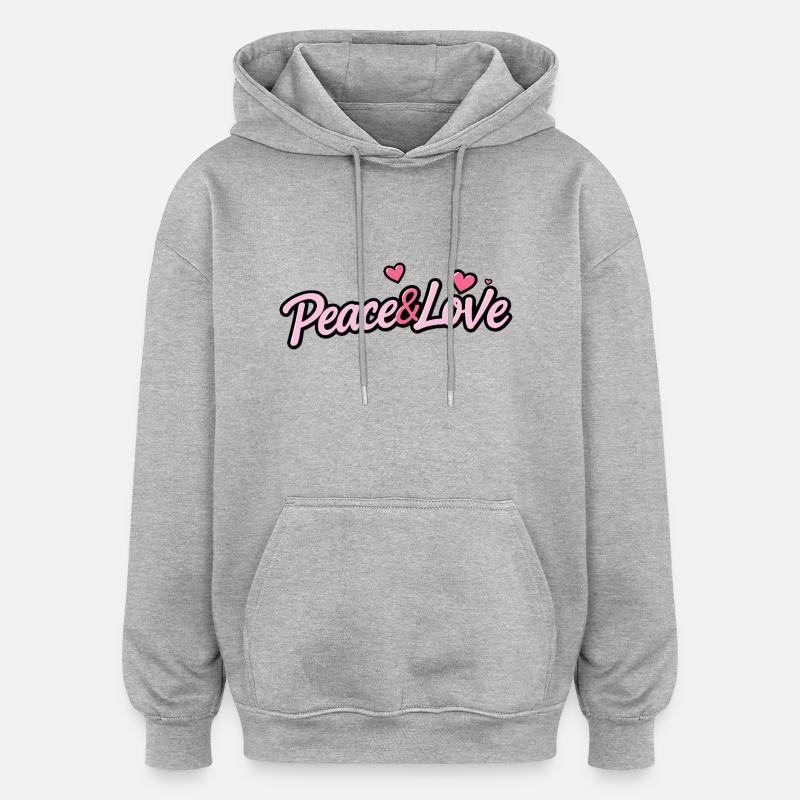 Paix et amour - Sweat à capuche oversize unisexe - gris chiné