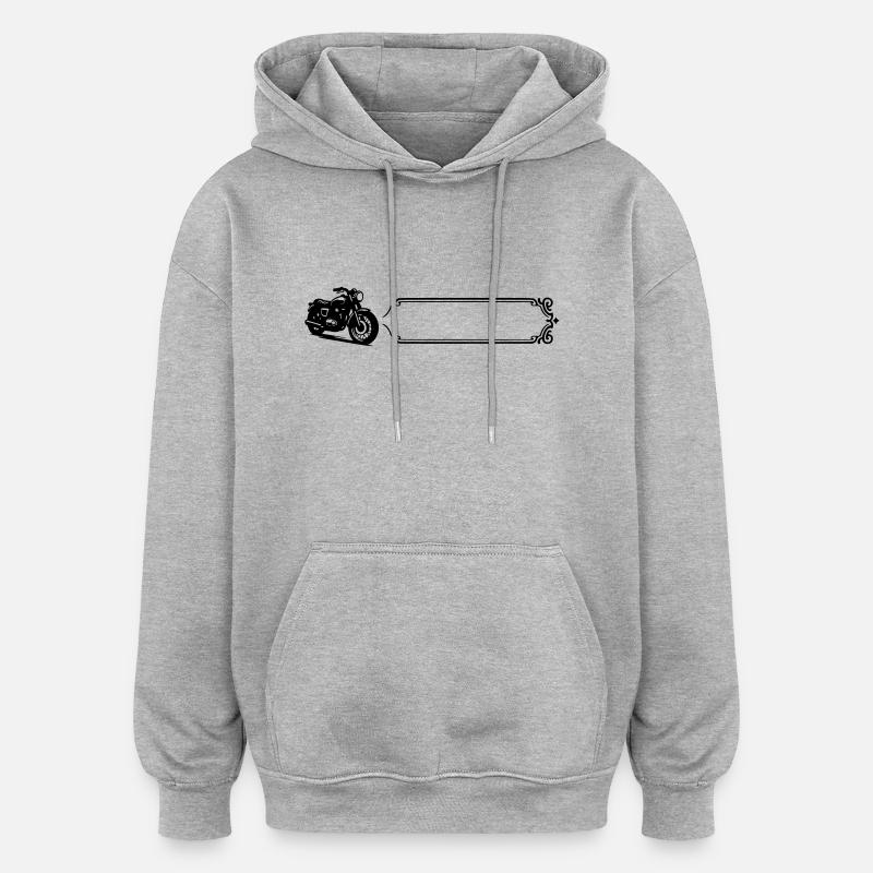 Moto - Nom prénom - Sweat à capuche oversize unisexe - gris chiné