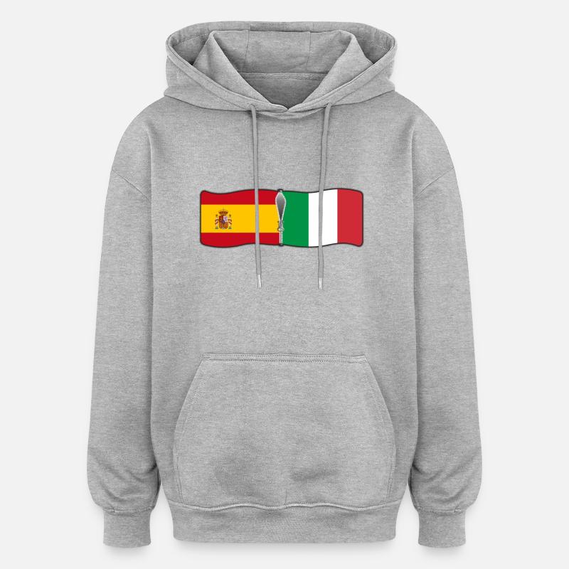 Espagne et Italie - Sweat à capuche oversize unisexe - gris chiné
