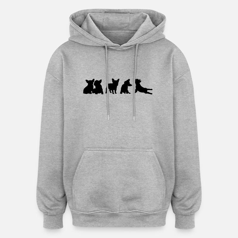 Frenchie-Collection - freie Farbwahl - Oversized Unisex Hoodie - Grau meliert