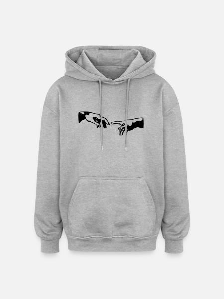 main de dieu - Sweat à capuche oversize unisexe - gris chiné