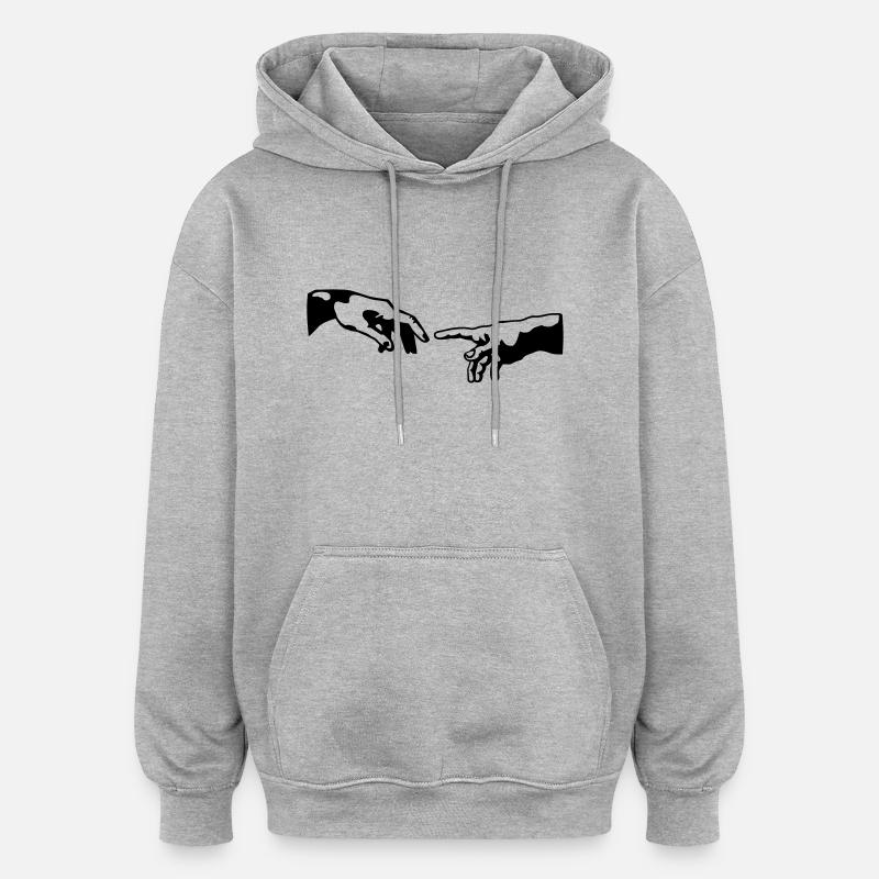 main de dieu - Sweat à capuche oversize unisexe - gris chiné