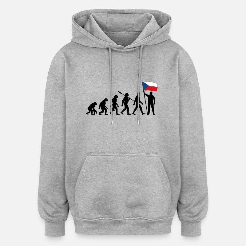 Tschechien - Evolution - Flagge - Nation - Oversized Unisex Hoodie - Grau meliert