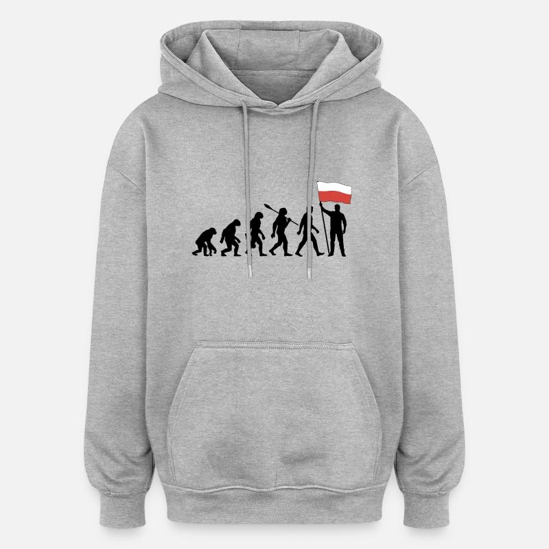 Polen - Evolution - Flagge - Nation - Oversized Unisex Hoodie - Grau meliert