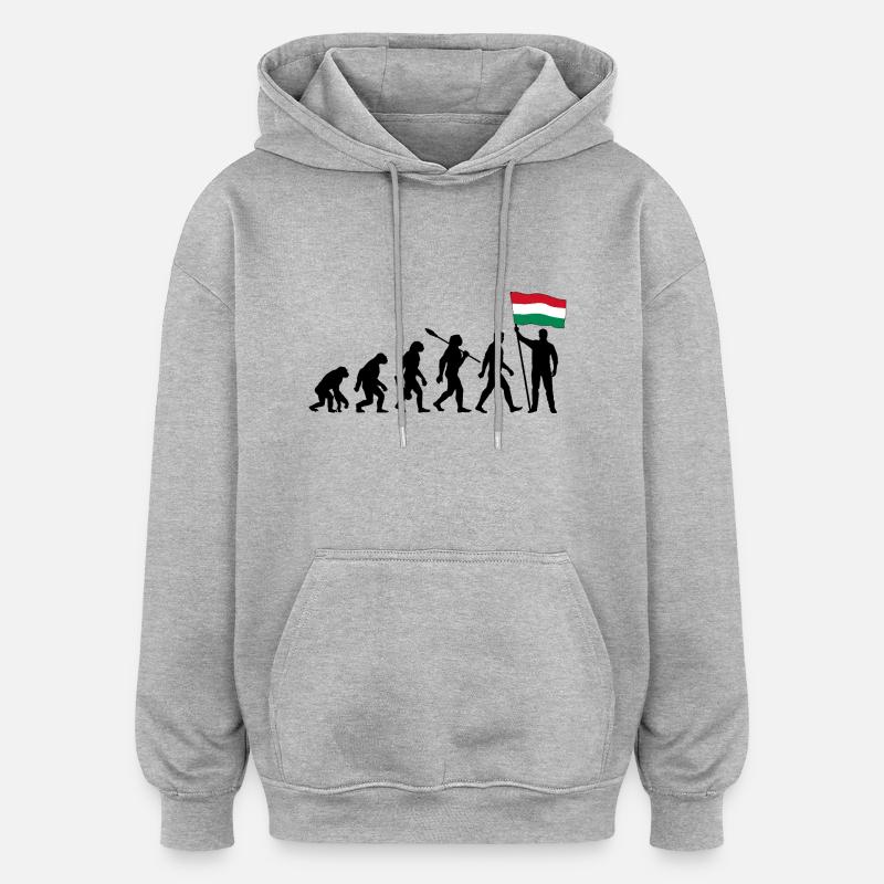 Ungarn - Evolution - Flagge - Nation - Oversized Unisex Hoodie - Grau meliert