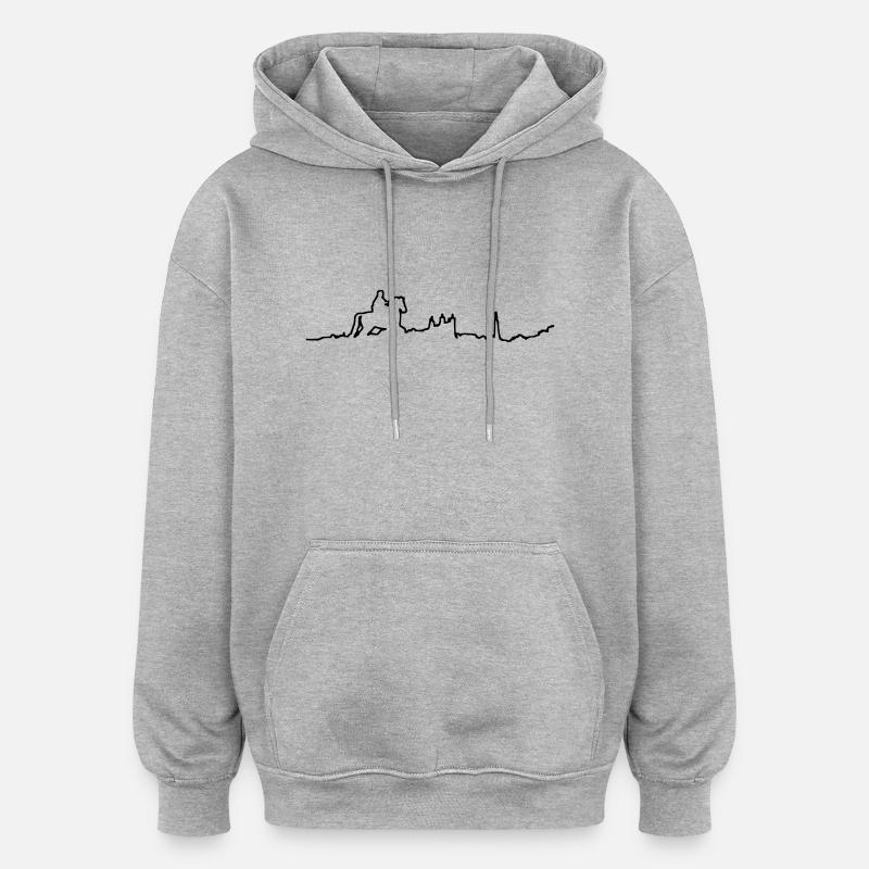 Lyon Horizon - Sweat à capuche oversize unisexe - gris chiné