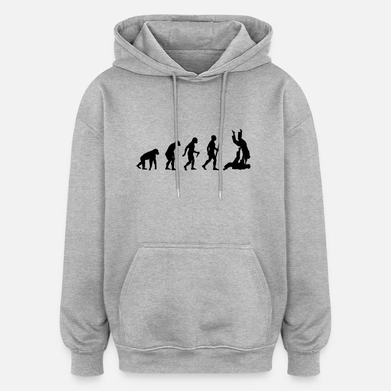 L'évolution du judo - Sweat à capuche oversize unisexe - gris chiné