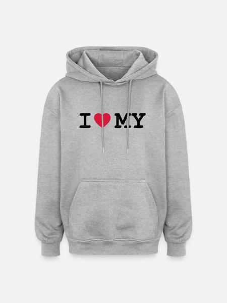 J'adore - Sweat à capuche oversize unisexe - gris chiné