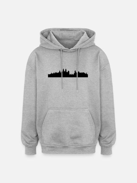 Skyline Prag - Oversized Unisex Hoodie - Grau meliert