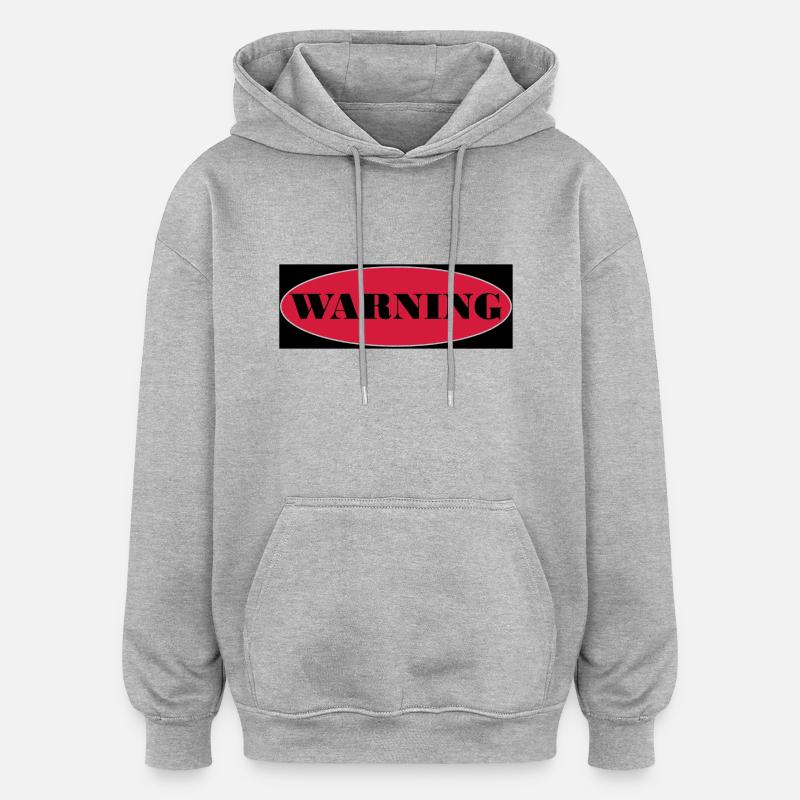 Warning - Sweat à capuche oversize unisexe - gris chiné