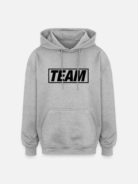 TEAM - Oversized Unisex Hoodie - Grau meliert