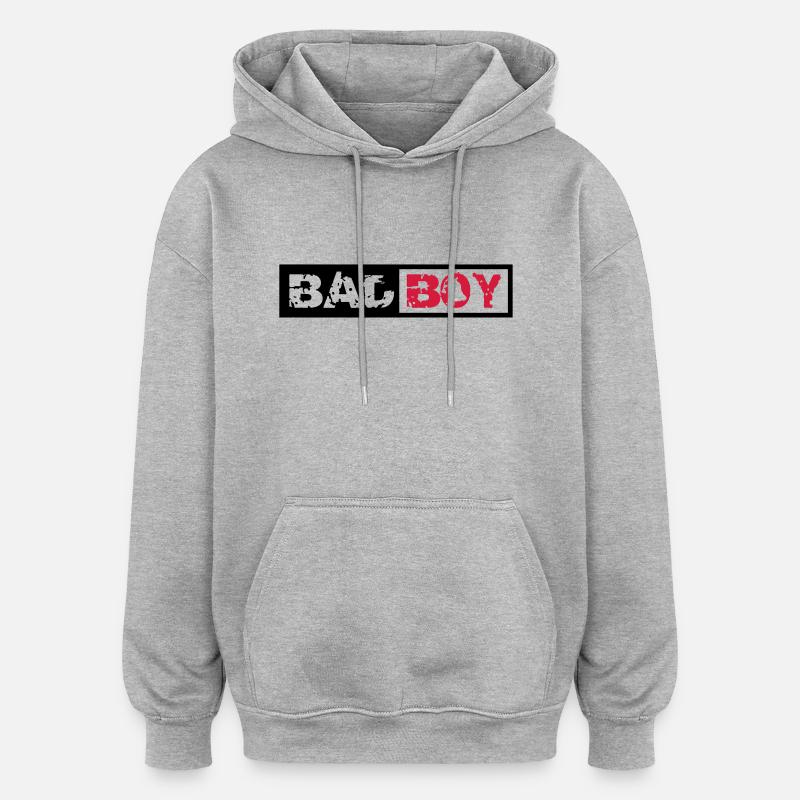 Bad Boy Design - Sweat à capuche oversize unisexe - gris chiné