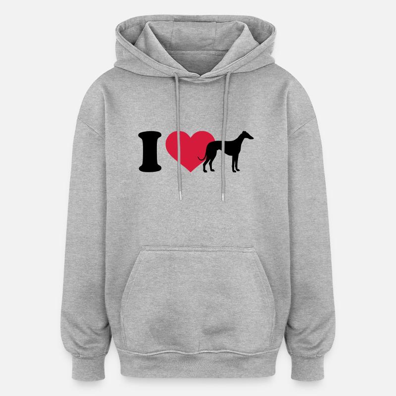 Windhund - Oversized Unisex Hoodie - Grau meliert