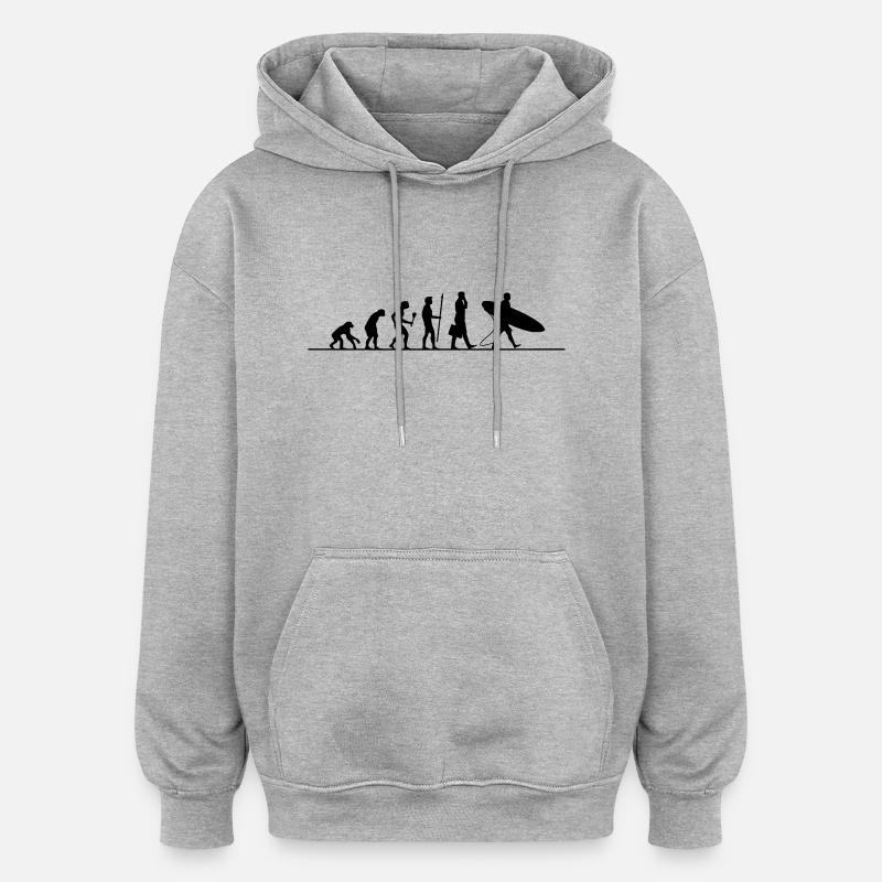 Evolution Surfen - Oversized Unisex Hoodie - Grau meliert