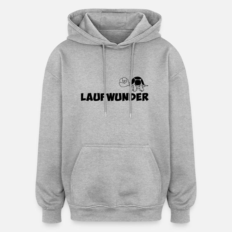 Laufwunder - Oversized Unisex Hoodie - Grau meliert