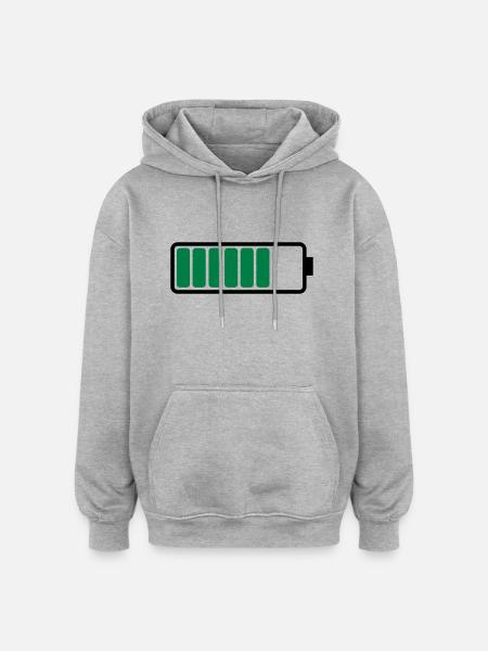 battery_02 - Sweat à capuche oversize unisexe - gris chiné