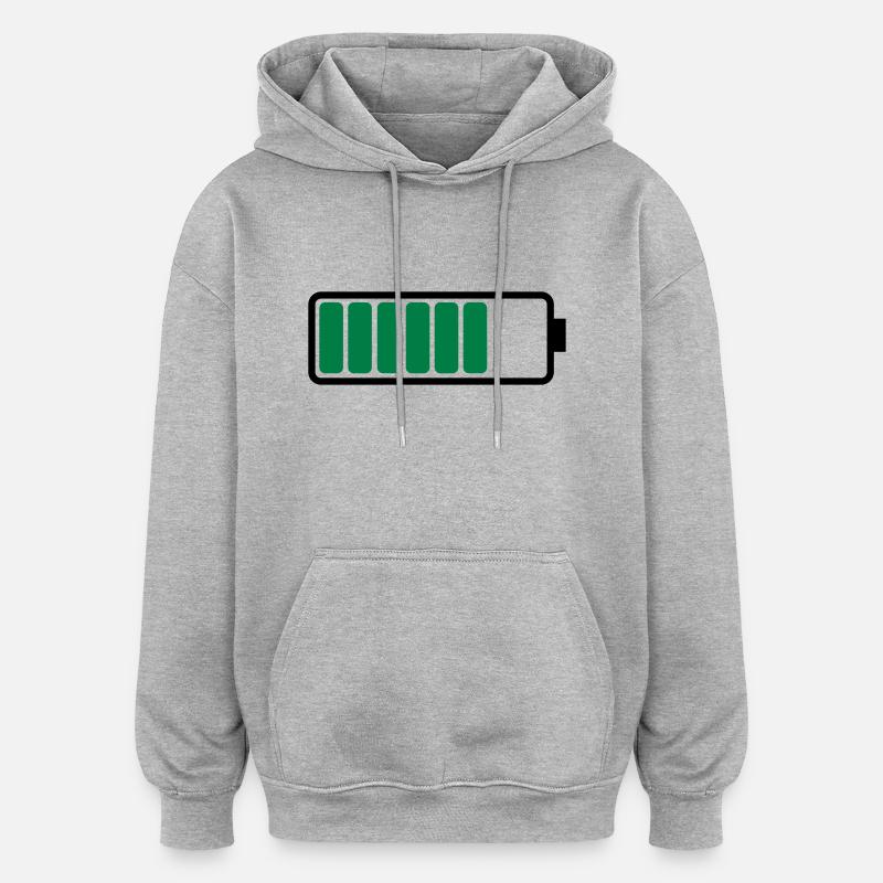 battery_02 - Sweat à capuche oversize unisexe - gris chiné
