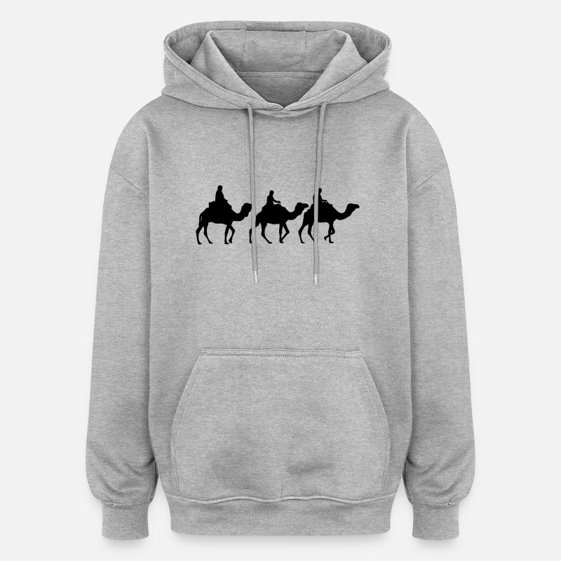 Camel - Dromedar - Kamel - Karawane - Oversized Unisex Hoodie - Grau meliert